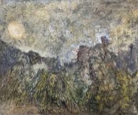 Zerschundene Landschaft mit Mond