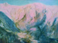Frühschnee in den Alpen – Rosa Gipfel